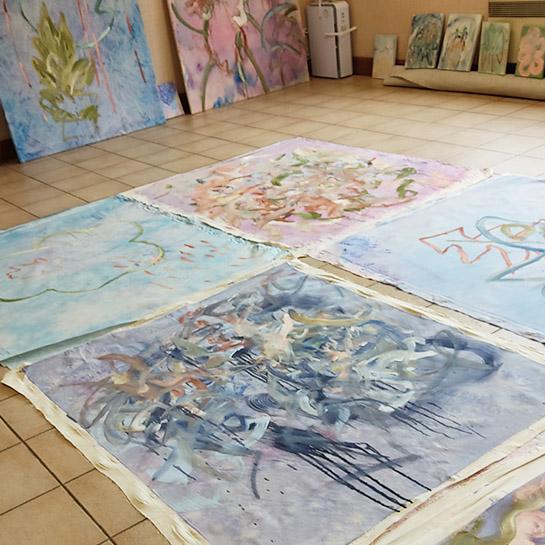 Visite d'atelier de Jeanne André par Alain-Christian Barret, commissaire d'exposition d'Aponia