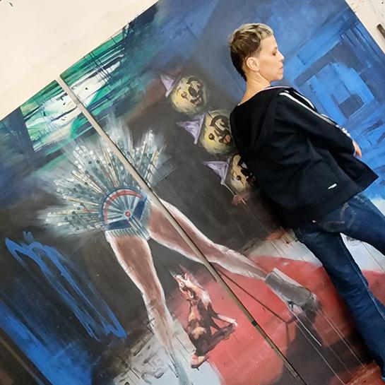 Visite d'Atelier d'Anna Foka par Alain Barret, commissaire d'exposition à la Ruche à Paris